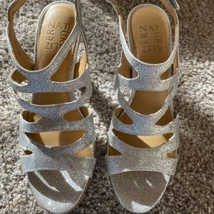 Naturalizer Dianna silver glitter heels